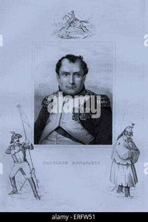 Napoleon Bonaparte (1769 –  1821), rose to prominence as a general of the French Revolution. In 1799, Napoleon staged a coup Stock Photo