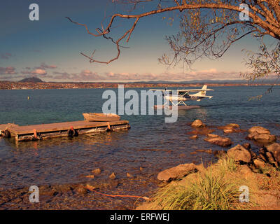 Floatplane on Lake Taupo Stock Photo