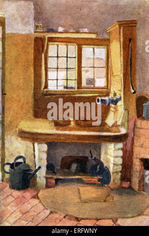 'The kitchen pump in the Chappells' cottage at Rolleston ' by Kate Greenaway. Stock Photo