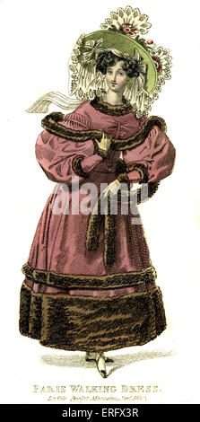 Paris walking dress from 1830 - fashionable coat Stock Photo