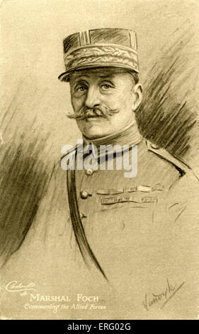 Marechal / Marshal Ferdinand  Foch - drawing.  French military leader, general in World War I. Supreme commander of the Allied Stock Photo
