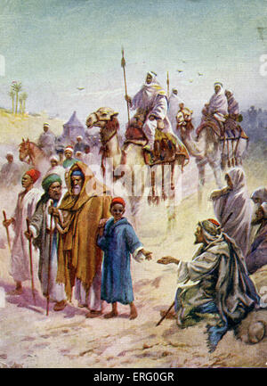 Pilgrimage to Mecca, the Haj. Caption reads: ' On the way to Mecca.' 5th pillar of Islam, meant to be done at least once in the lifetime of a Muslim. Stock Photo