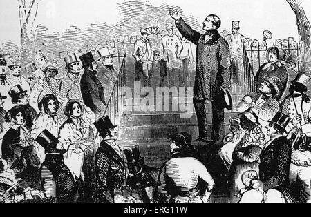 William Lloyd Garrison making an anti-slavery speech on Boston common. American journalist and abolitionist, 13 December 1805 – 24 May 1879. Stock Photo