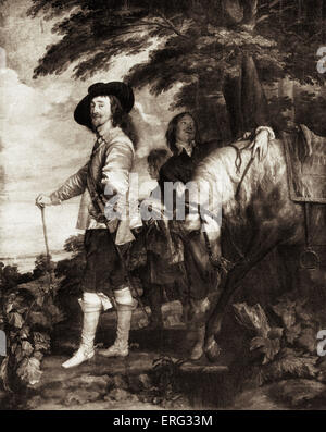 King Charles I of England, after a painting by Anthony van Dyck.  Charles  I 19 November 1600 - 30 January 1649; AvD Flemish Stock Photo