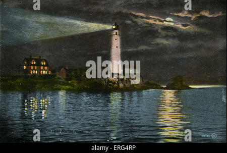 Boston: Boston Light, located in Massachsetts Bay at the entrance to Boston Harbor. Photo taken  c.1900s Stock Photo