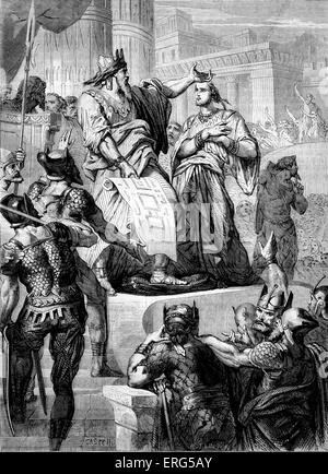 David in solemn assembly declaring God 's favour to himself and promise to his son Solomon. Bible, Chronicles XXVII, 5: ' And of all my sons, for the Lord hath given me many sons, he hath chosen Solomon my son to sit upon the throne of the kingdom of the Lord over Israel. ' Stock Photo