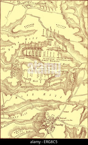 Battle of Naseby. The battle was the key confrontation of the English Civil War and took place on 14 June, 1645 at Naseby, Stock Photo