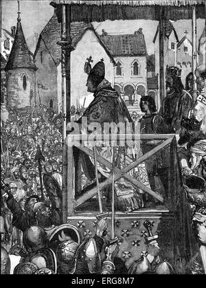 Pope Urban II preaching the first Crusade in Claremont, France. Stock Photo