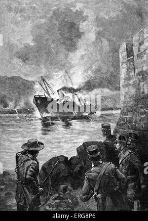 The Sinking of the Merrimac during the Spanish-American War, 1898. Stock Photo