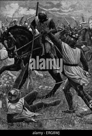 Battle of Evesham, 12 August 1265. King Henry III in danger. During  Second Barons' War.  Defeat of Simon de Montfort, Earl of Stock Photo
