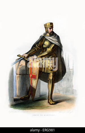 Simon IV de Montfort. French nobleman, took part in the Fourth Crusade (1202–1204) and was a prominent leader of the Albigensian Crusade. c. 1160-1218. Engraving byLanglois, c.1844.
