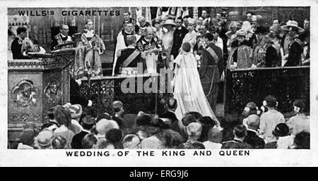 The wedding of King George VI and Lady Elizabeth Bowes-Lyon in Westminster Abbey, 26 April 1923. From commemorative coronation Stock Photo