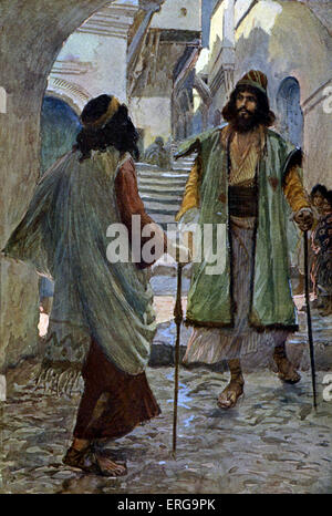 Saul meets Samuel by J James Tissot. Illustration to book of Samuel (I), 4.17: 'Amd when Samuel saw Saul, the Lord said unto Stock Photo