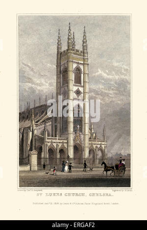 London Views:  St. Lukes Church, Chelsea.  Drawn by Thomas Hosmer Shepherd 1792 – 1864. Engraved by S. Lacey. Published 31th Stock Photo