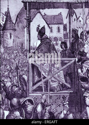 Pope Urban II preaching the first Crusade in Claremont, France. Stock Photo