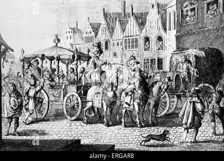 Assassination of Henry IV of France (13 December 1553 – 14 May 1610) travelling in his carriage in 1610. After engraving by Stock Photo