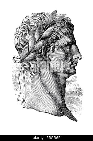 Claudius - profile from a copper coin in the British Museum. Latin name: Tiberius Claudius Caesar Augustus Germanicus; 1 August 10 BC – 13 October 54. Roman Emperor from 41 to 54. Stock Photo