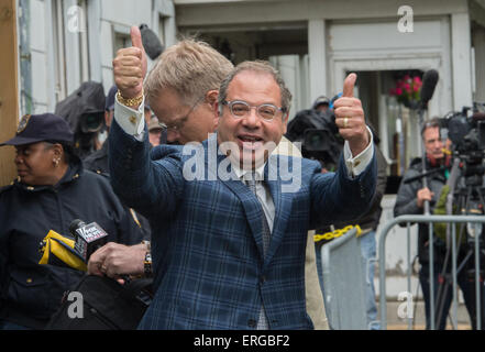 Elmont, New York, USA. 2nd June, 2015. Owner AHMED ZAYAT arrives for the arrival of 2015 Belmont Stakes hopeful American Pharaoh, trained by Bob Baffert, this afternoon, Tuesday June 2, 2015 Credit:  Bryan Smith/ZUMA Wire/Alamy Live News Stock Photo