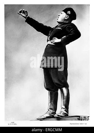 Benito Mussolini orating - portrait. 40th Prime Minister of Italy and leader of National Fascist Party: 29 July 1883 – 28 April Stock Photo