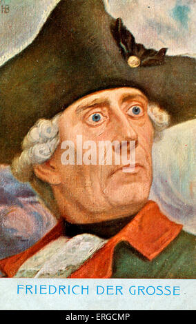 Frederick the Great - portrait. King of Prussia (Friedrich II) wearing tricorn: 24 January 1712  – 17 August 1786. Stock Photo