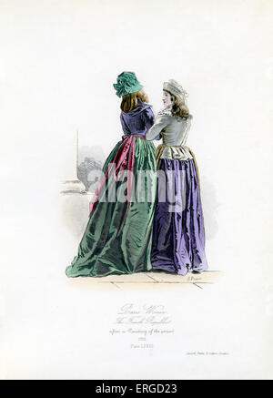 Paris Women during the French Republic, 1793 - from engraving by Hippolyte Pauquet after a painting of the period. First French Stock Photo