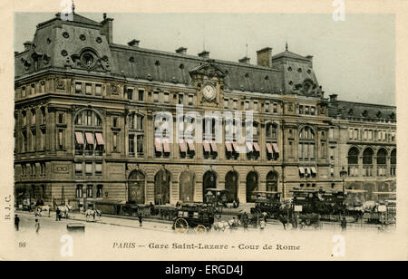 Gare Saint- Lazare, Paris. With view of Cour de Rome. Stock Photo