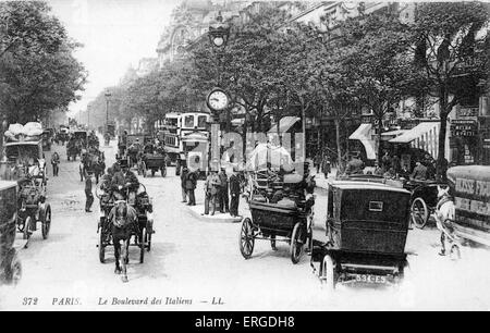 Boulevard des Italiens, Paris, c. 1900. Street view. Stock Photo