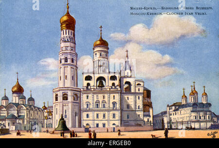 Bell Tower of Ivan Veliki, Kremlin, Moscow. Russia. Park of the Blagowjeschtschewski Sabor  - erected in 1489 and rebuilt in Stock Photo