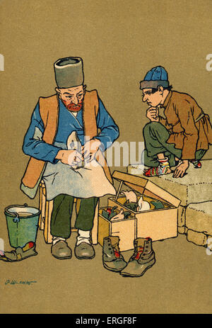 Caucasus:  Tiflis Shoe Maker. Early 20th century Russian postcard. Tiflis, capital city of Georgia (modern day Tbilisi). Stock Photo