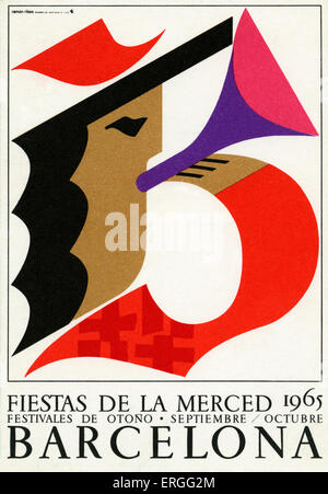 Fiestas de la Merced, Barcelona, September/ October 1965. Poster advertising La Mercè, annual festival for Roman Catholic feast Stock Photo