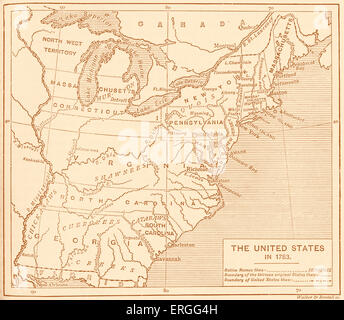 Map of post-independence United States, 1783. Shows the thirteen ...