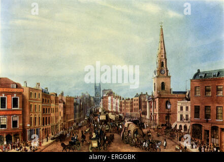 Borough High Street, Southwark by William Knox, 1826. Lonon, UK. From watercolour. Stock Photo