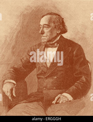 Benjamin Disraeli, 1st Earl of Beaconsfield  - portrait after photograph. British Prime Minister, parliamentarian, Conservative Stock Photo