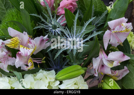 Bouquet with mixed flowers at a wedding in the countryside of France on Valentine’s Day Stock Photo