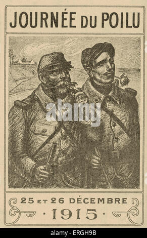 World War 1: ‘The Poilu 's Holiday’, 25 – 26 December 1915. French: ‘Journée du poilu’ 25 et 26 Décembre 1915. Day of the trench soldier. French national fundraising days established by the government due to a shortage of war supplies. Stock Photo