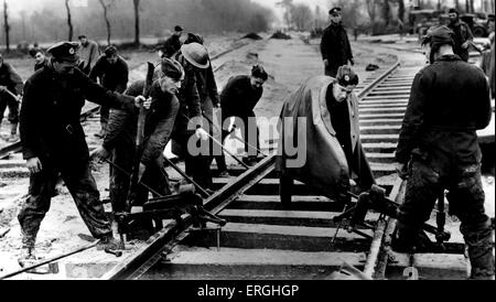 World War 2: Auxiliary Military Pioneer Corps in France.  Caption: 'Another job for members of the Auxilary Pioneer Corps. Stock Photo