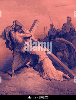 Jesus Falling Beneath The Cross Nineteenth Century Engraving By Stock Photo Alamy