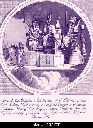 Royalty, Episcopacy, and Law  by W. Hogarth 1724 Caption reads: Some of the Principal Inhabitants of ye Moon, as they Were Stock Photo