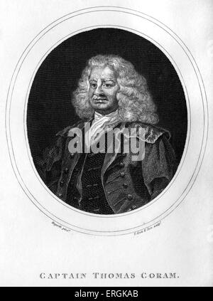 Captain Thomas Coram by William Hogarth, 1743. Thomas Coram (1668-1751) founded the Foundling Hospital in 1741. Engraved by Stock Photo
