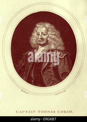 Captain Thomas Coram by William Hogarth, 1743. Thomas Coram (1668-1751) founded the Foundling Hospital in 1741. Engraved by Stock Photo