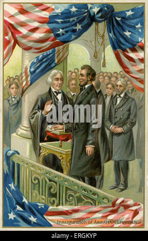 Inauguration of Abraham Lincoln (1809-1865). Lincoln was the sixteenth president of the United States. Stock Photo