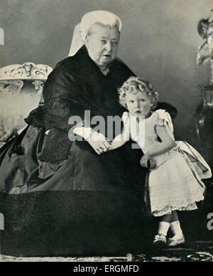 Queen Victoria (1819 -1901)  with her great grandson, Prince Edward (1894-1972) aged  two and a half in 1896. Stock Photo