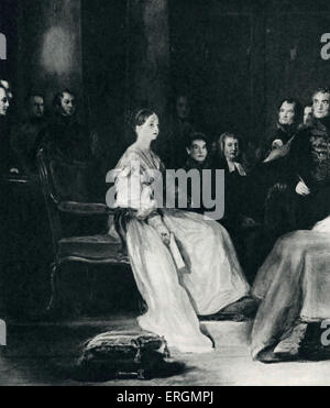 Queen Victoria (24 May 1819 – 22 January 1901) pictured at her first Privy Council in 1837. Reigned from 1837 - 1901. After oil Stock Photo