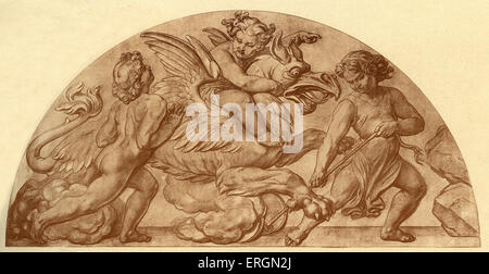 Carl Rahl 's Cupids -  Amoretten. Cherubs  resting.  From Vienna Opera House 13 August 1812 – 9 July 1865. Stock Photo