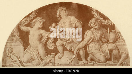 Carl Rahl 's Cupids -  Amoretten. Cherubs  resting.  From Vienna Opera House 13 August 1812 – 9 July 1865. Stock Photo