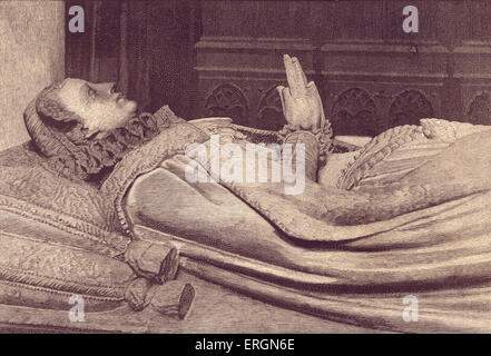 Effigy of Mary Queen of Scots (1542- 1587) on her tomb. Queen regnant of Scotland (1542 - 1567)  and queen consort of France Stock Photo