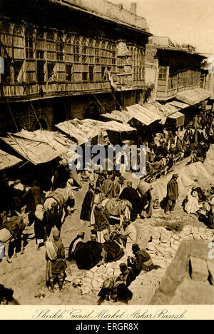 Iraq -  The Sheikh Gazal Market in Ashar, Basra.  Photo taken in 1920s after creation of Iraq ( from Baghdad, Camera Studio Stock Photo
