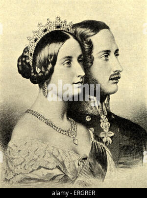 Queen Victoria and Prince Albert. Portraits in profile. Stock Photo