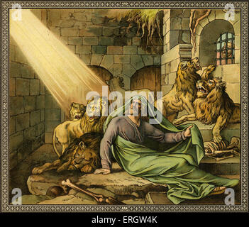 Daniel in the lions' den - Daniel was among the Jewish captives taken from Jerusalem by Nebuchadnezzar king of Babylon ( modern Stock Photo