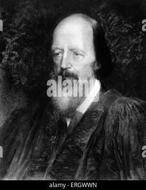 Alfred Lord Tennyson - portrait. English poet laureate. 1809-1892.  popular Victorian poet. Author of The Lady of Shallott. Stock Photo